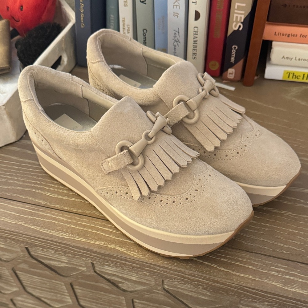 Dolce Vita Cream Suede Platform Loafers